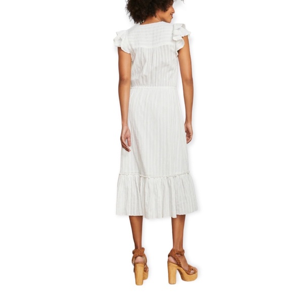 Veronica Beard Coastal White Tinzia Lurex Striped Dress - Picture 2 of 15